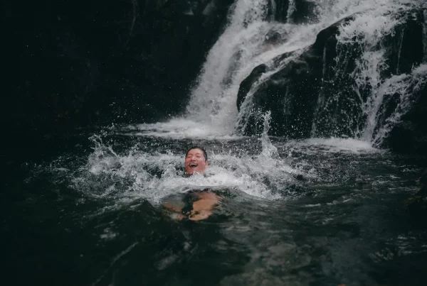 Man wild swimming, Finisterre, Social Media Content, Phill Hill, Commercial Sports Photographer
