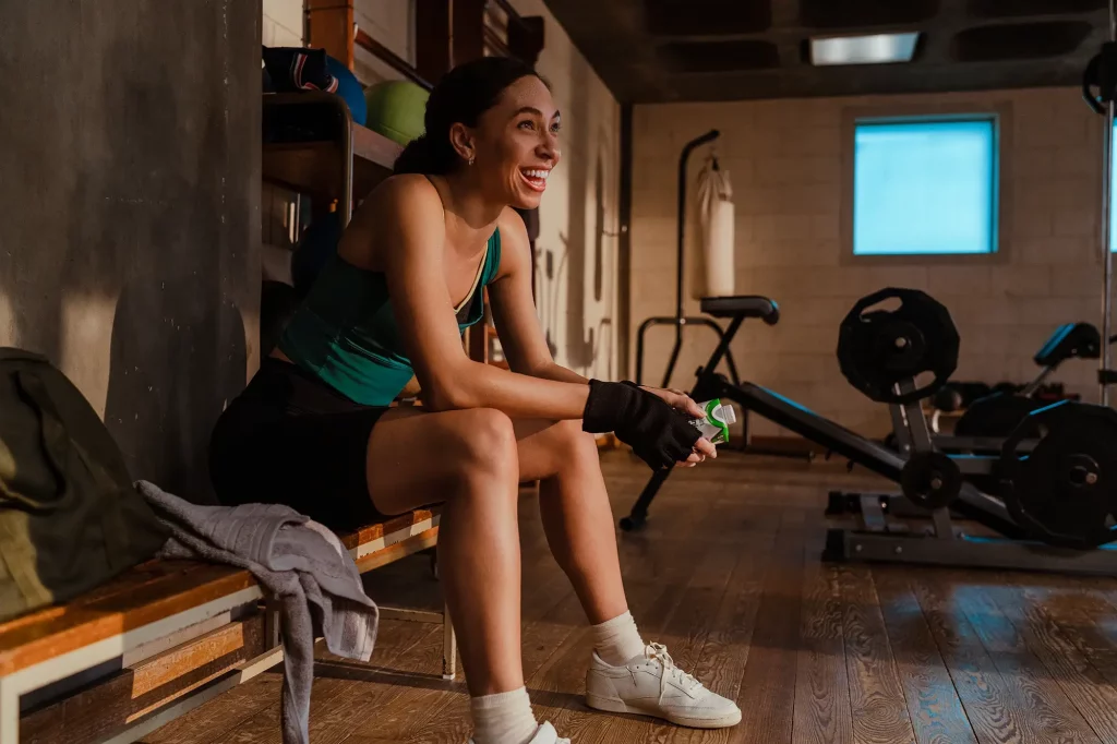 Woman athlete in gym, Orgain, brand photography